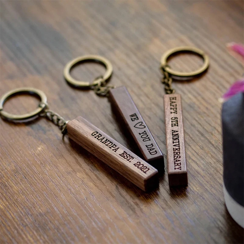 Wooden 4 sided Keychain with Code | Song, Playlist, Artist or Album