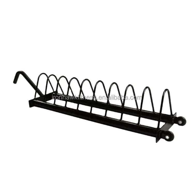 Ironhawk Horizontal Weight Plate Rack Organizer Storage with Steel Frame and Transport Wheels Bumper Plate Rack