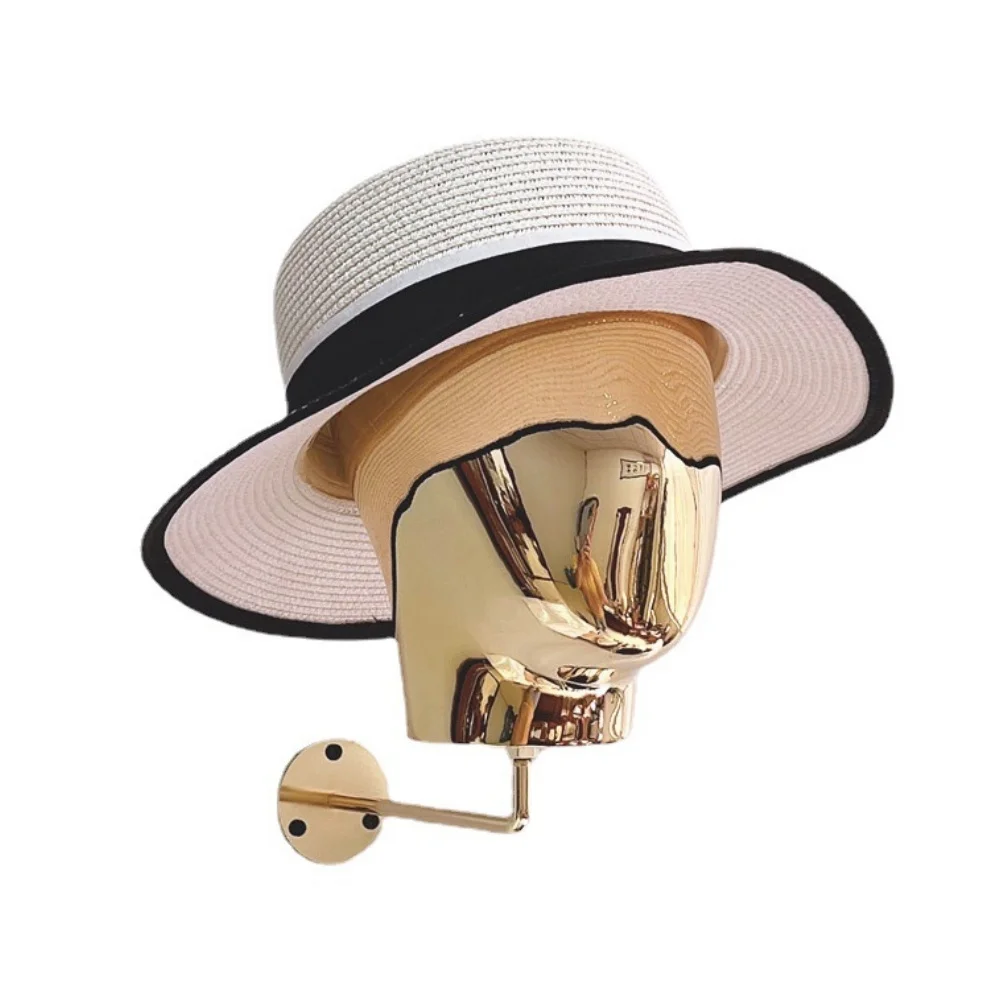 Wall Mounted Mannequin Head Decorative Metal Vintage Style Holder Hat Holder Rack Storage Wigs Show Display Stand
