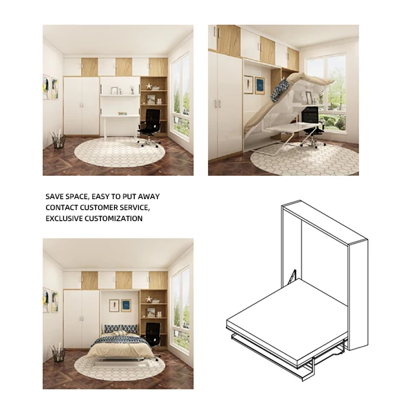 2021 Newest Design Wall Bed Murphy Bed With Sofa Desk Space Saving Folding Wall Bed