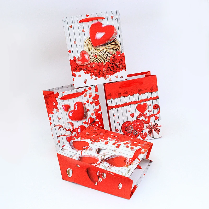 China OEM factory wholesale gift decoration heart shape love logo print paper bag