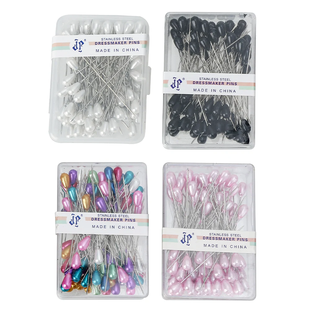JP Sewing Aid Needle Round Head Straight Sewing Pins Rainbow Color Boxed Pear Shape Pearl Pins