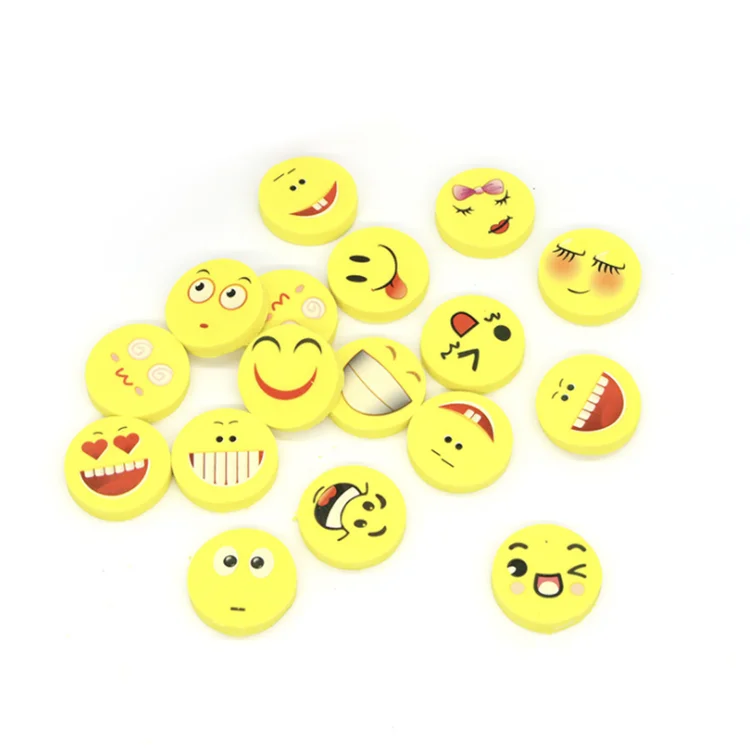 Новинка, ластик-карандаш с желтым улыбающимся лицом, новые Ластики для детей, милый резиновый ластик с мультяшным рисунком