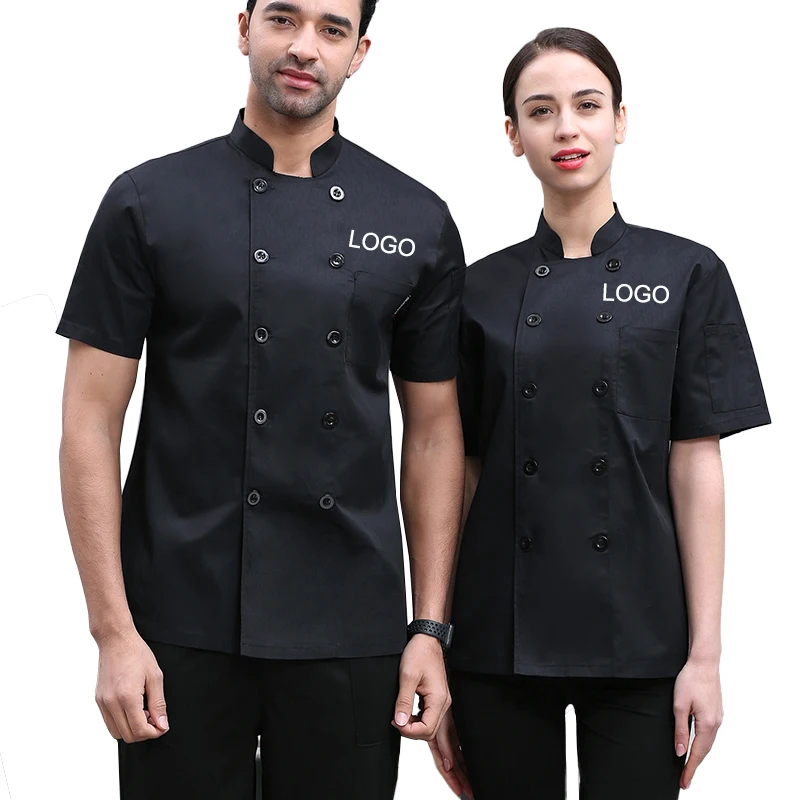 Chef Jacket Asian Restaurant Uniforms Shirt Chef Coat Full Black, Short Sleeve Mesh Customization