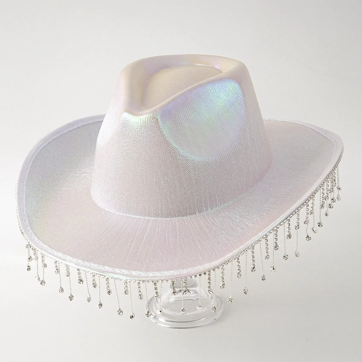 Sexy Tassel Sequin Rhinestone Panama Style Hat Singer Headwear Showgirl Women Stage Performance Party Club Dancer Cowboy Hats