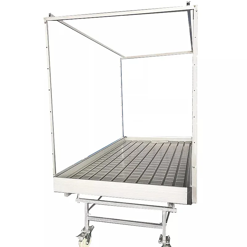 New Design High Quality Movable 4*8ft Vertical Grow Rack Multi Layer Grow Table Hydroponic ABS Tray Growing Table Rolling Bench
