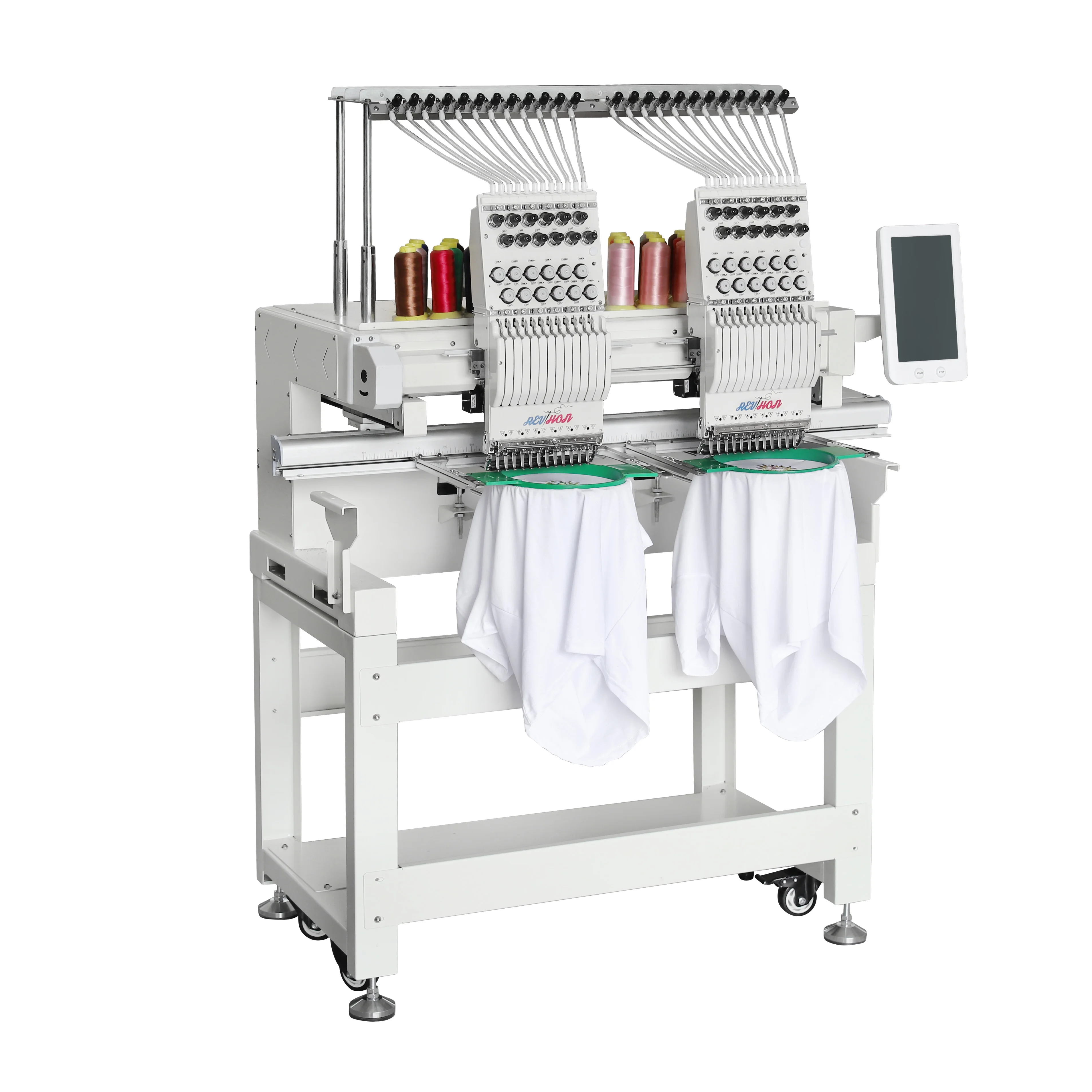 REVHON China Factory 2 Head Computerized  Embroidery Machines Automatic Hat/t-shirt/flat Embroidery Machine