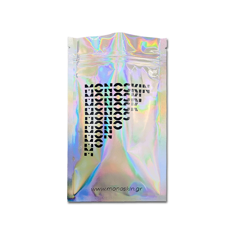 Изготовленные на заказ БРЕНДОВЫЕ ПАКЕТЫ mylar 3 боковых уплотнения молнии лазерная голограмма косметические пластиковые пакеты ювелирные изделия Косметическая упаковка Пакеты с окном