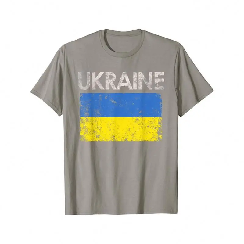 Linen fabric Ukraine flags t-shirts for men 100% cotton