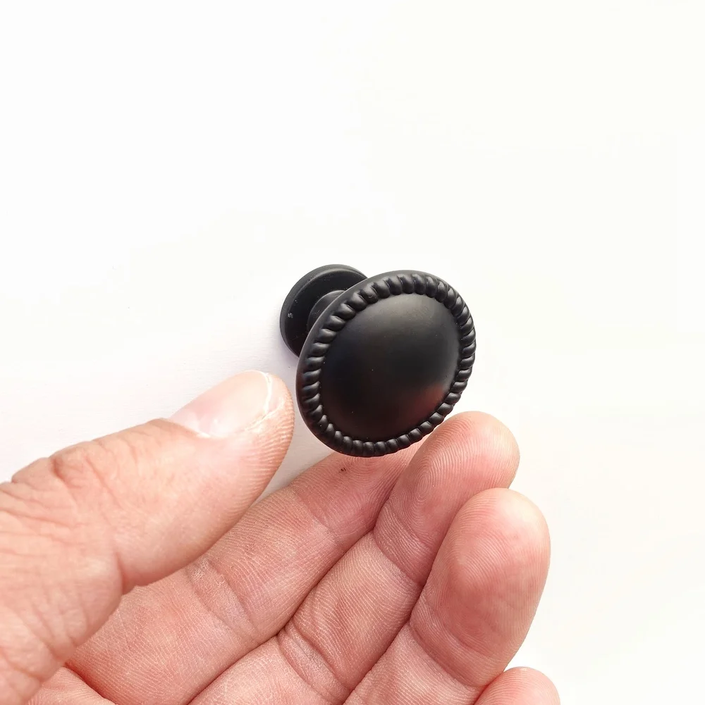 Matt Black Cabinet Knob Cupboard Drawer Wardrobe Door Vintage Pull Handles Knob Furniture Kitchen Hardware Knob Zinc Alloy