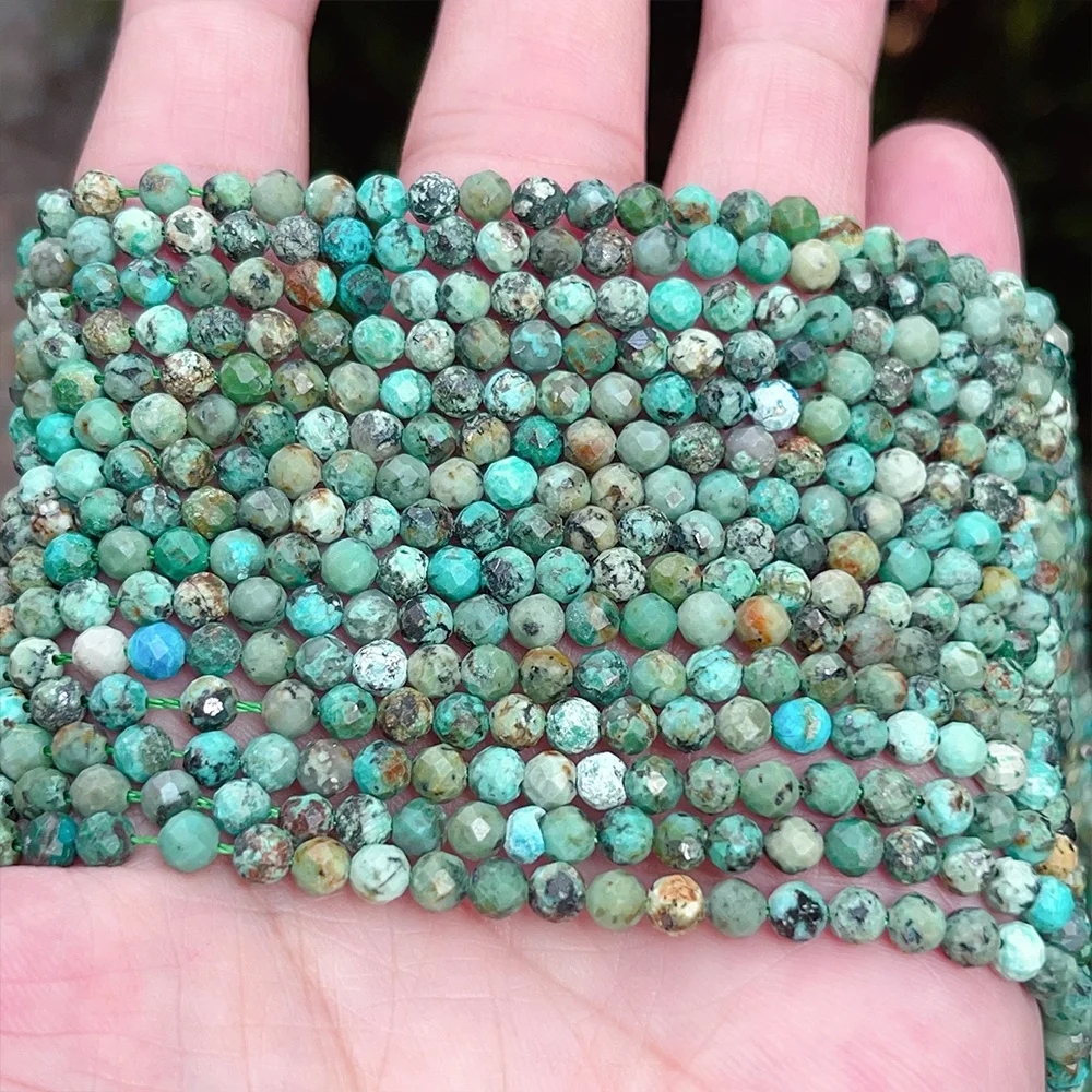 JSES Natural Stone 4.5mm Chrysocolla Turquoise Faceted Loose Beads for Jewelry Making Wholesale Crystal Beads DIY Accessories