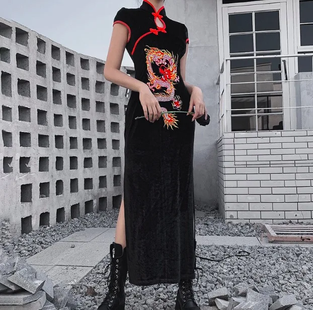 sexy Chinese dresses Chinese red qipao oriental styled dresses satin Chinese style modern cheongsam