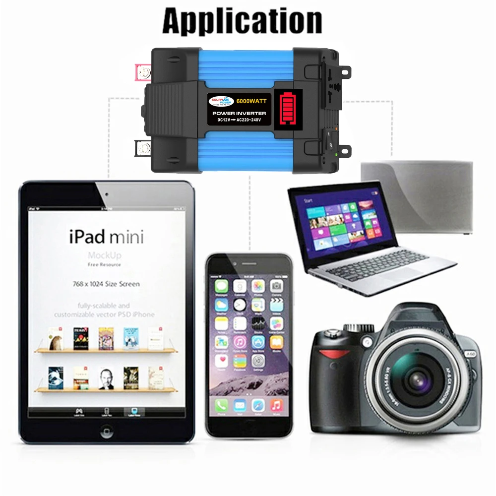 500W Car Power Inverter DC 12V to AC 110V/220V Adapter Converter with 2.1A 2 USB Port Adapter with LCD Display