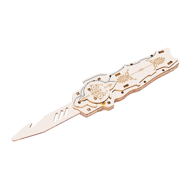 Factory Customized Wooden Children's Puzzle Toys Assembly Knife Model Toys Laser Cutting DIY Puzzle wooden Knife 