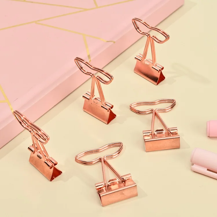 Promotional Metal Rose Gold Cheap Heart Fish Tails Shape File Binder Paper Clip For Office