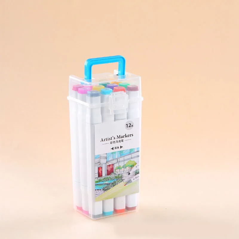 Meihui Factory Cheapest Dual Tip Alcohol Based Ink Markers Pen Set For Artist Sketching 12 Colors