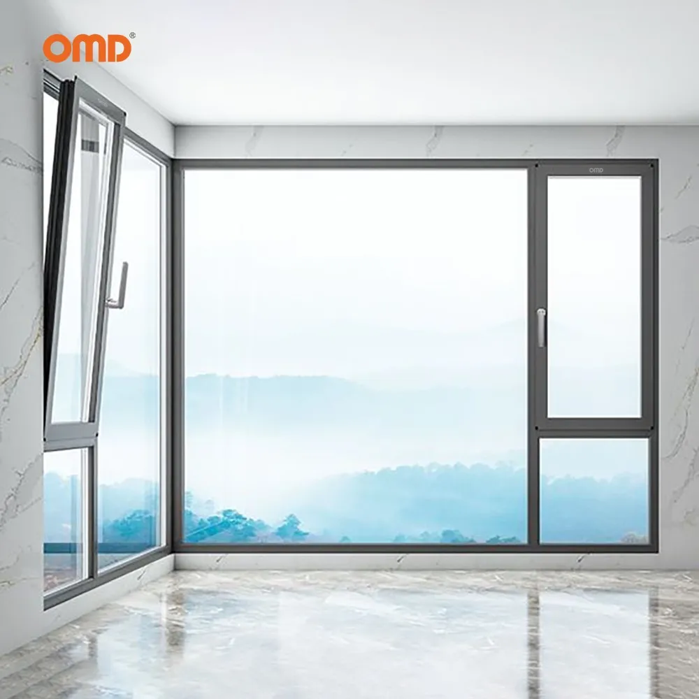 Residential Aluminum Tilt-Turn Inward Opening Glass Casement Windows Double Triple Insulation Glazed Two Way Open Swing Windows