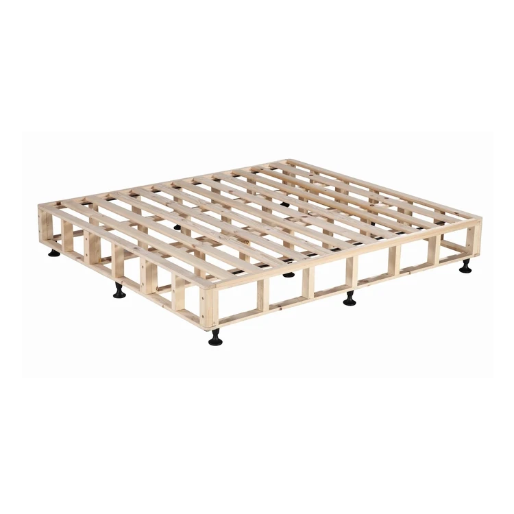 Modern Easy Assembly Strong Wood Slats Platform Bed Frame King Size Bed Base