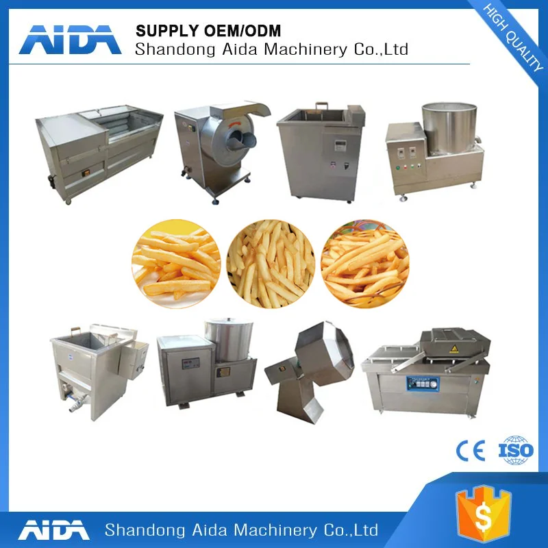 Automatic Industrial Frozen French Fries Production Line Potato Chips Machine