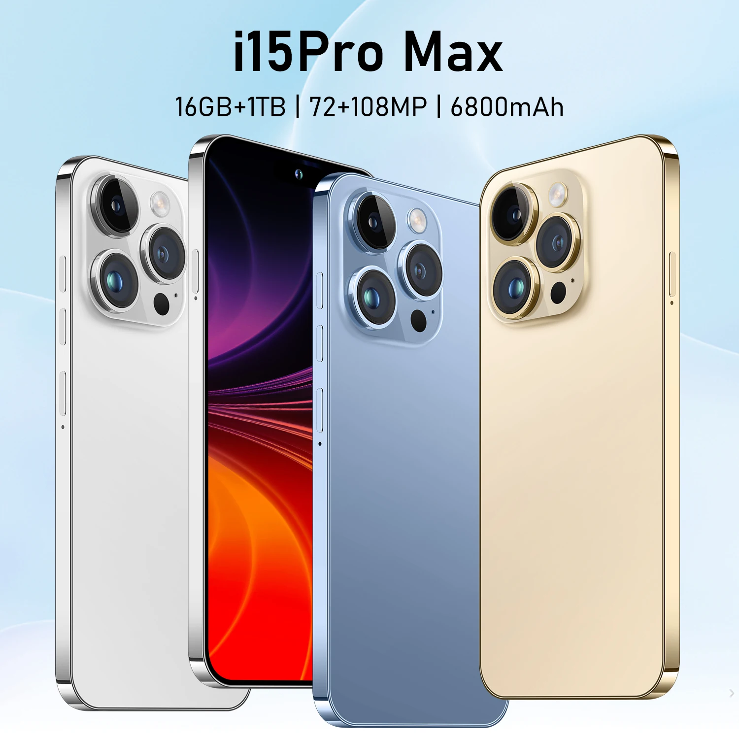 Hot Selling Phone i 15 Pro Max original 16GB+1TB 7.3 Inch Phone original full Display Android 12 Mobile Cell Smart phone