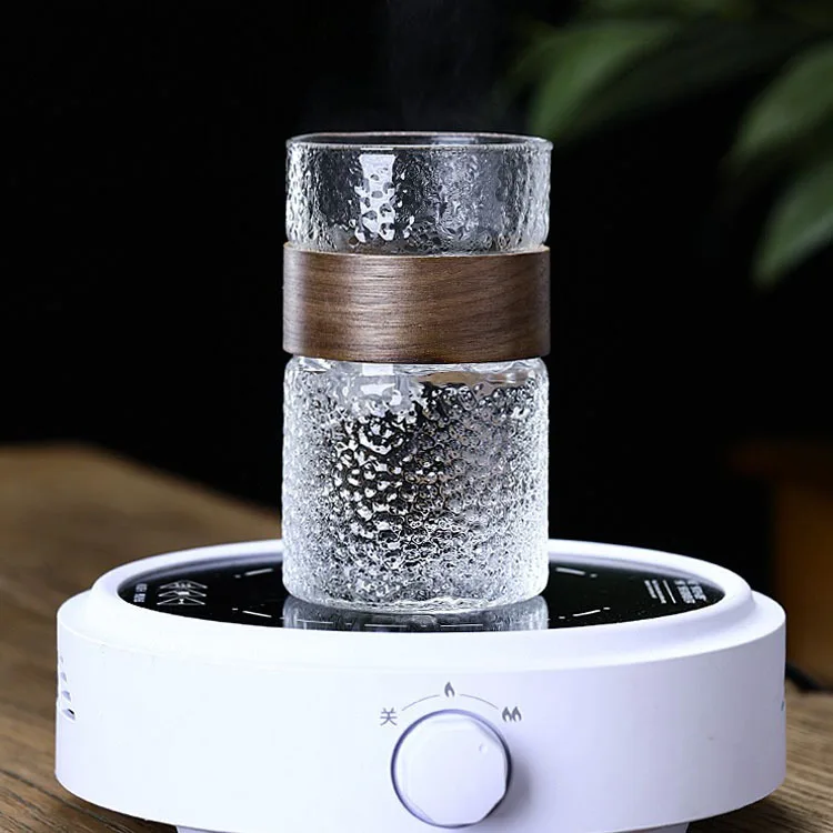 High borosilicate Pyrex tea separation tea cup Clear glass with filter tea set hammer pattern three piece cup