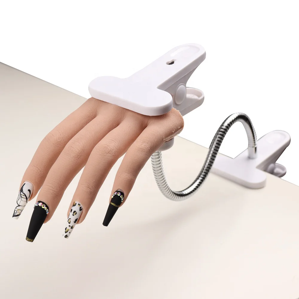 Top Selling Thicker Cuticle Silicone Nail Practice Hand Bring Holder Realistic Hand Mannequin for Nail Art
