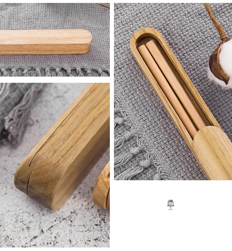 Custom Travel mini chopstick box Pure wood portable chopsticks with case