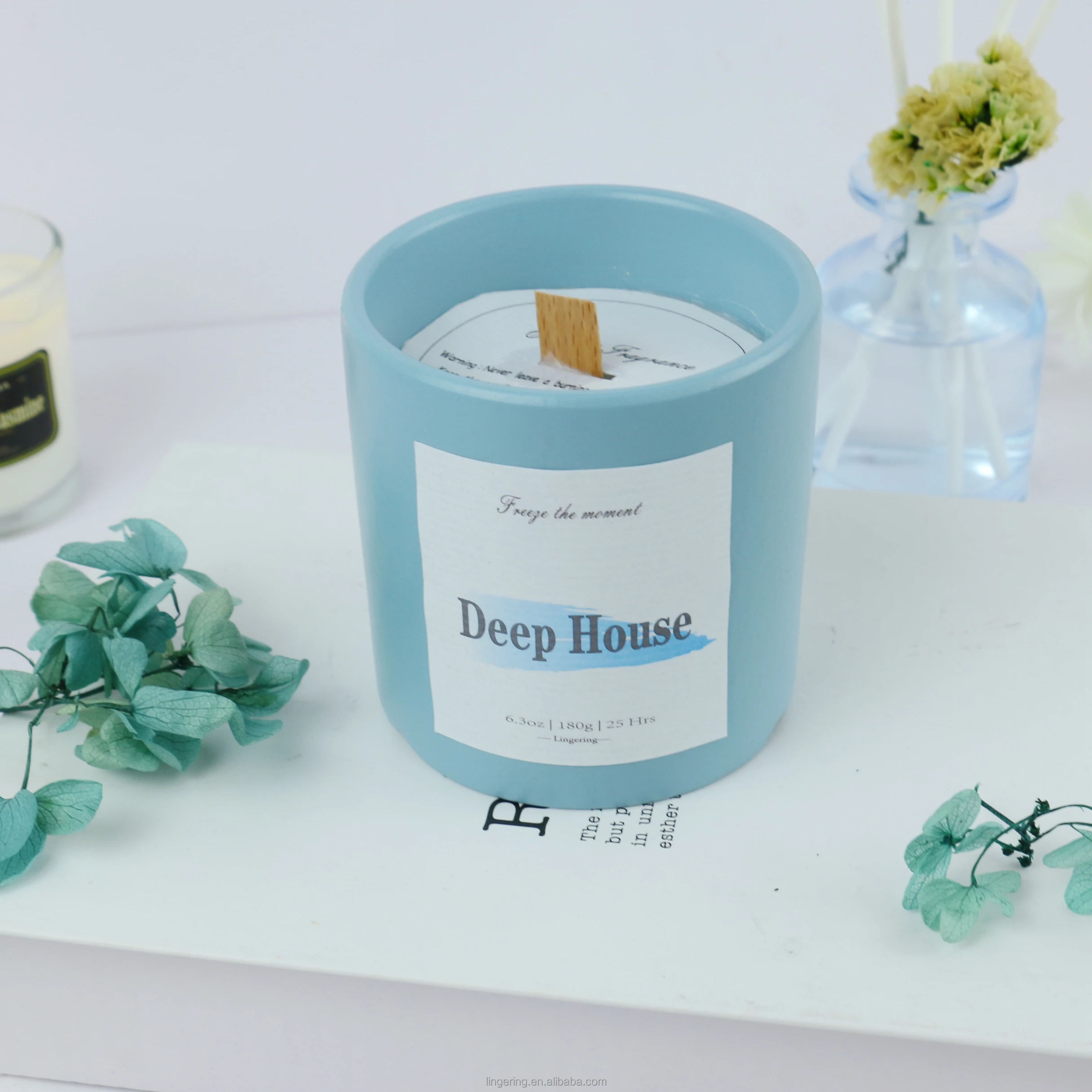 Luxury private custom scented candle multi-colored green holiday decoration special ceramic scented candle