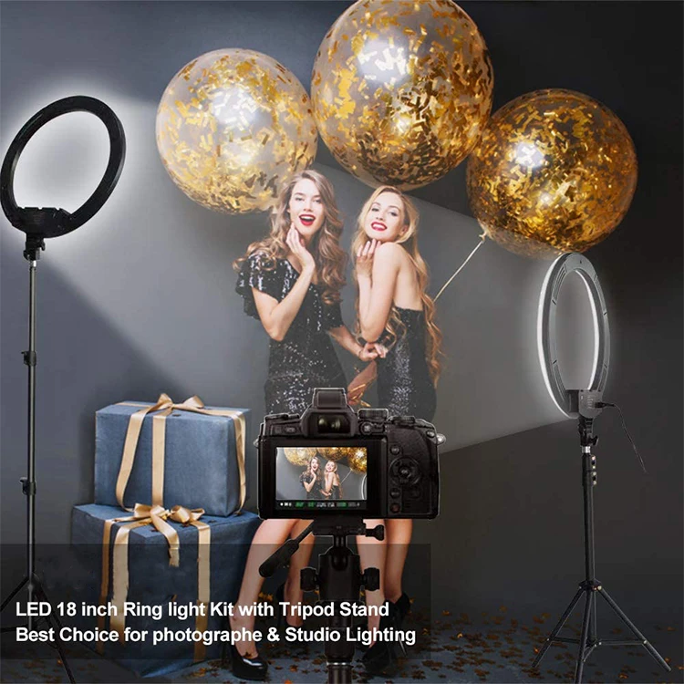 Wholesale Remote 3 Color 2700K-5500K Dimmable 45CM 18inch Ring Fill Lamp Selfie Makeup LED 45 cm Ring Light 18 inch Ringlight