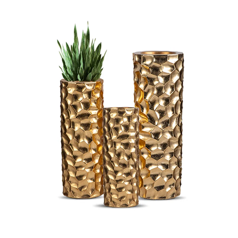 60/80/100cm Large Gold Vases for Flowers Home Decor Luxury Vase Factory Direct Supply Tall Floor Golden Vase