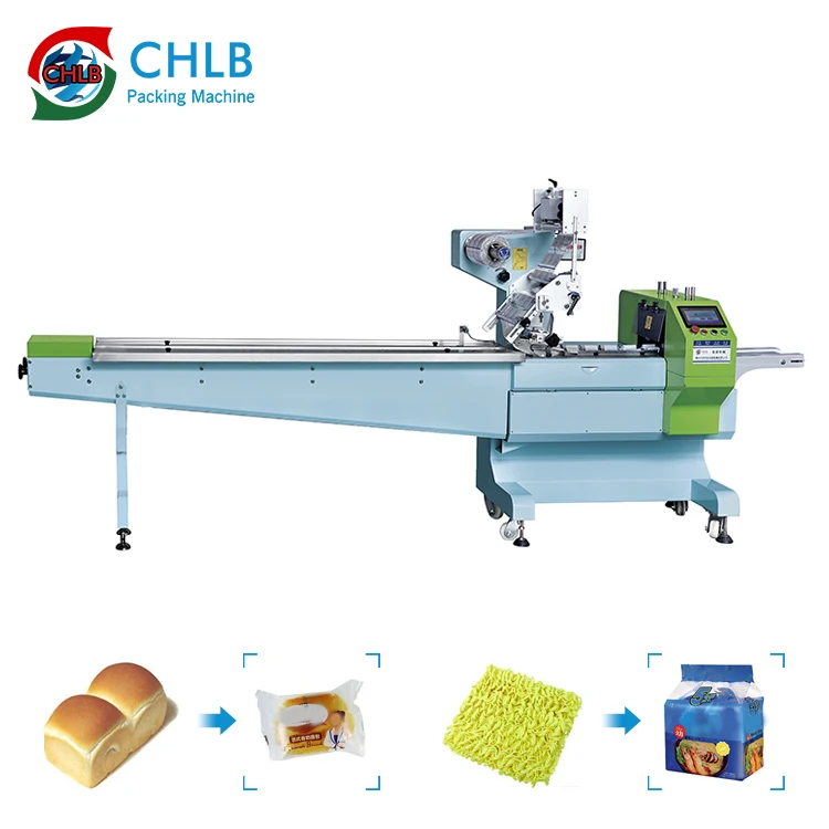 automatic pillow flow food meat Packing Machine Line Price For Arabic Big Bread Hamburg Toast Baguette Bakery Cake Pie