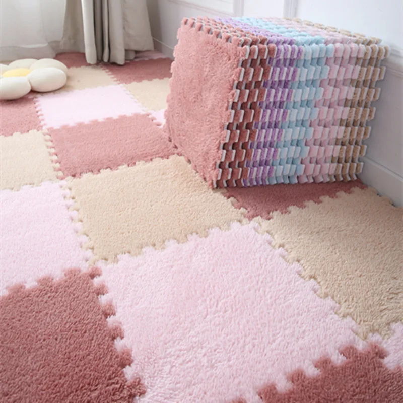 Bedroom Full-paved Girl Square Mosaic Floor Mat Home Washable Cutting Princess Bedside Carpet