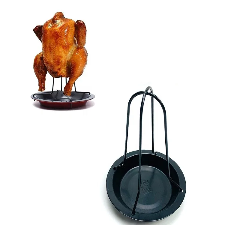 Hot Selling Non-stick Carbon Steel BBQ Chicken Rack Duck Standing Roasting Roaster Grill  for Outdoor Grilling Tools