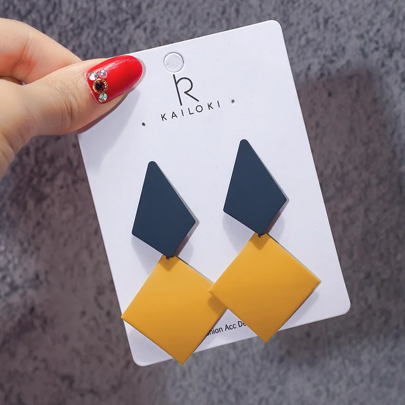 2020 latest fashion gold earring jewelry vintage alloy rhombus geometry studs earring for women