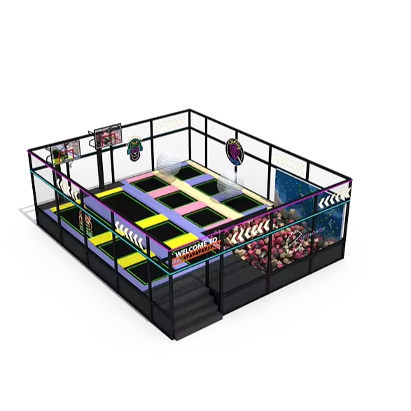Amusement Park Jumping Platforms Indoor Trampoline Playground with basketball court