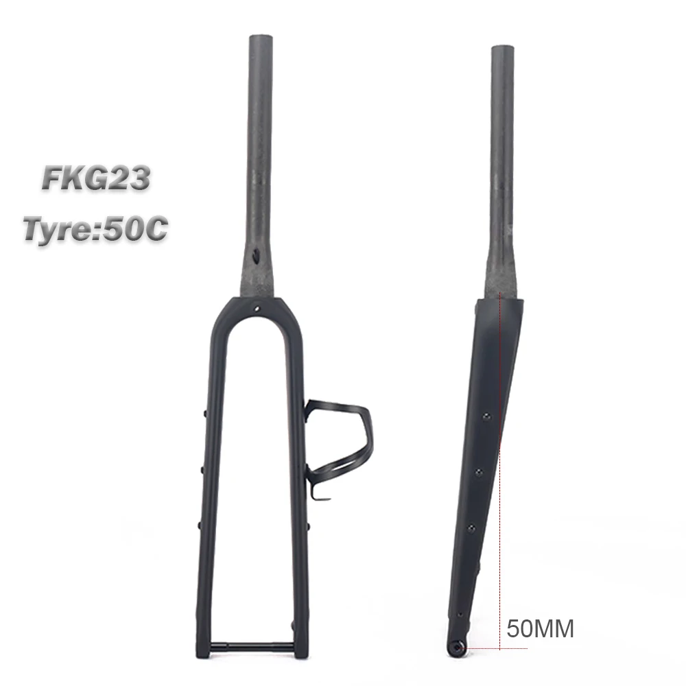 Winowsports FKG23 Cyclocross Bike Full Carbon Road Bike Fork 100*12mm Gravel Carbon 700*50C Taper Tube Disc Brake Front Fork