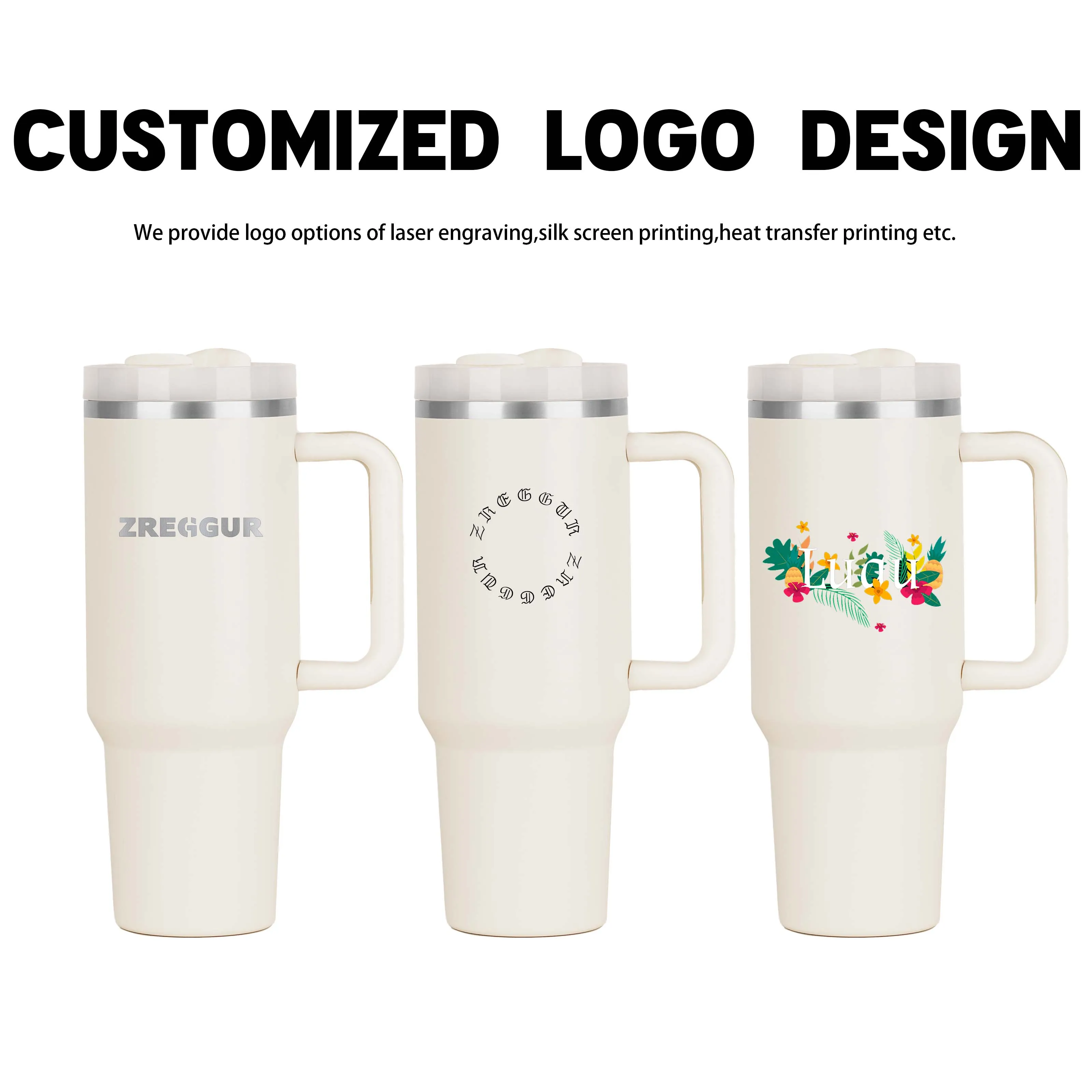 Hot Sale 2024 Thermal Travel Mug With Logo Stainless Steel Insulated Custom Coffee Mugs 40oz Tumblers with Handle