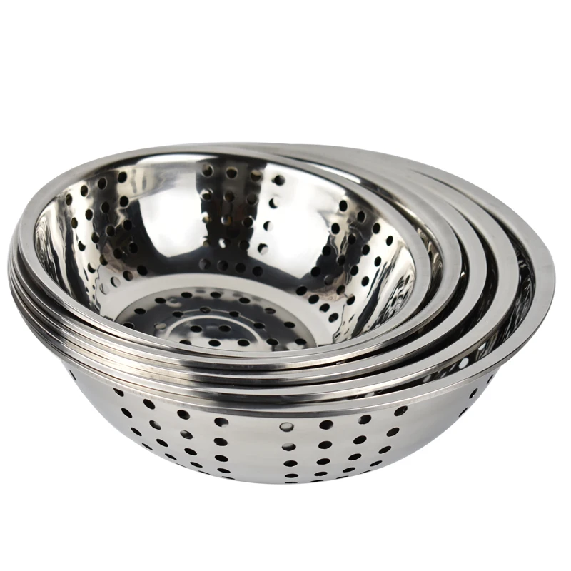 
 Кухонные принадлежности 0,4 мм толщина Ресторан нержавеющей стали складной дуршлаг чаша с большими отверстиями, кулоны А-мойки овощей морепродукты  