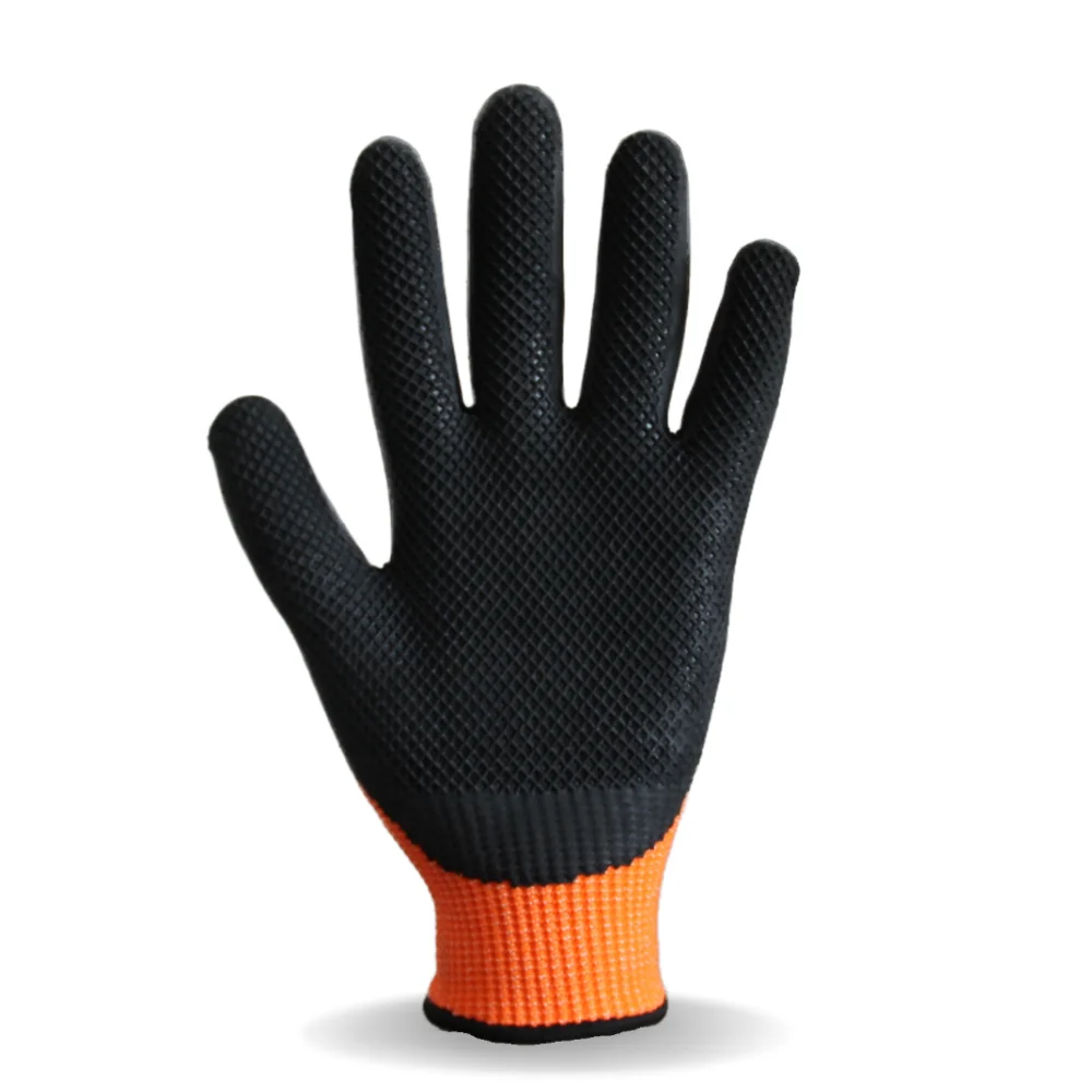 Great Grip En388  Hppe Cut Resistant Level 5 Work Safety Gloves Anti Cut Sandy Nitrile Coated Hand Gloves