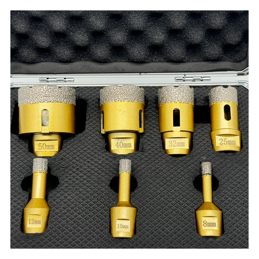 GuHua in Stock Hot Sale Brazed Diamond Hole Saw Kit Diamond Bit Drill Set Braze High-Quality Diamond Crown for Ceramic Tiles