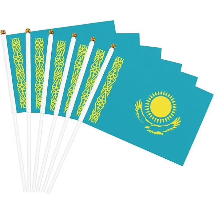 Manufacturer Direct High Quality Any Size Kazakhstan Hand Waved Mini Flag 5.5X8.2In for Campaign Decorations
