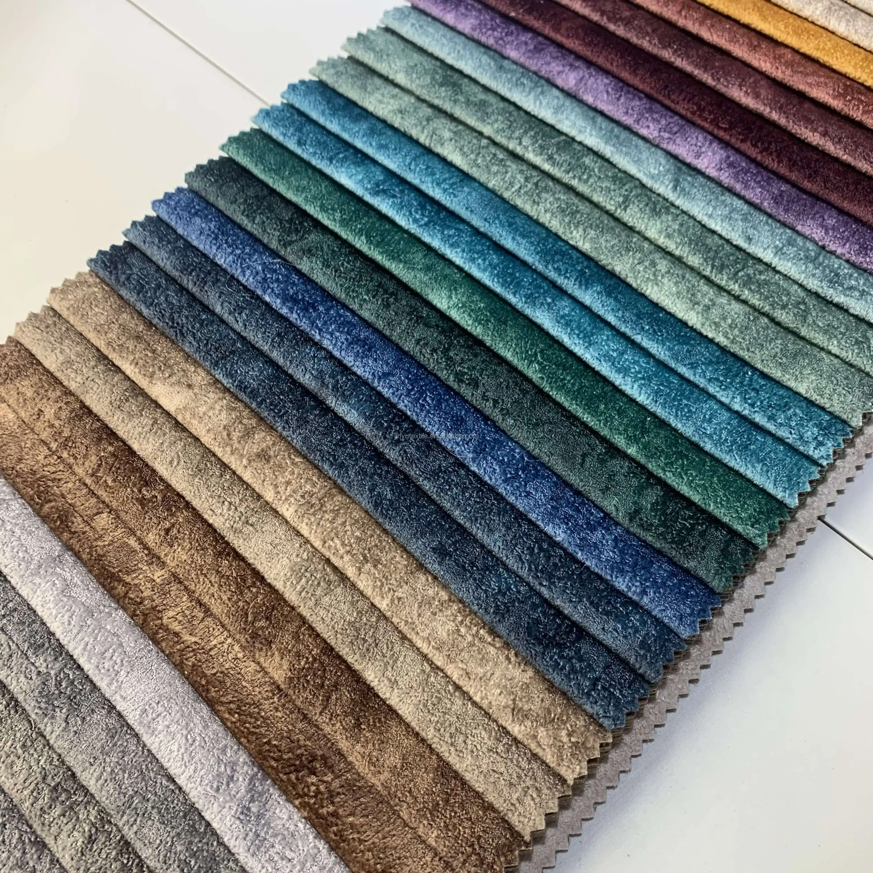 Print and Embossed Soft Velour Sofa Fabric for Furniture  Popular Blue Weft Nonwoven TWILL Roll Packing Viscose / Polyester