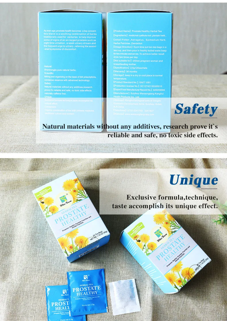 High Quality Prostate tea for Natural organic herbs prostatitis tea promotes healthy prostate with Box Bag Packaging