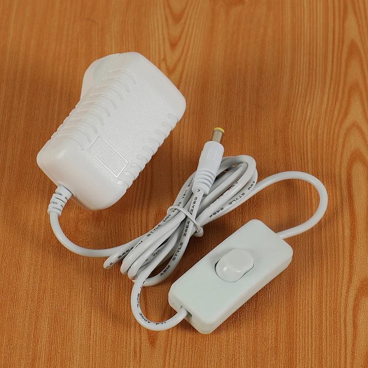12V1A uk white power adapter 12V line with 303 control switch white 5V 9V 12V 24V0.5A 1A 2A white adapter