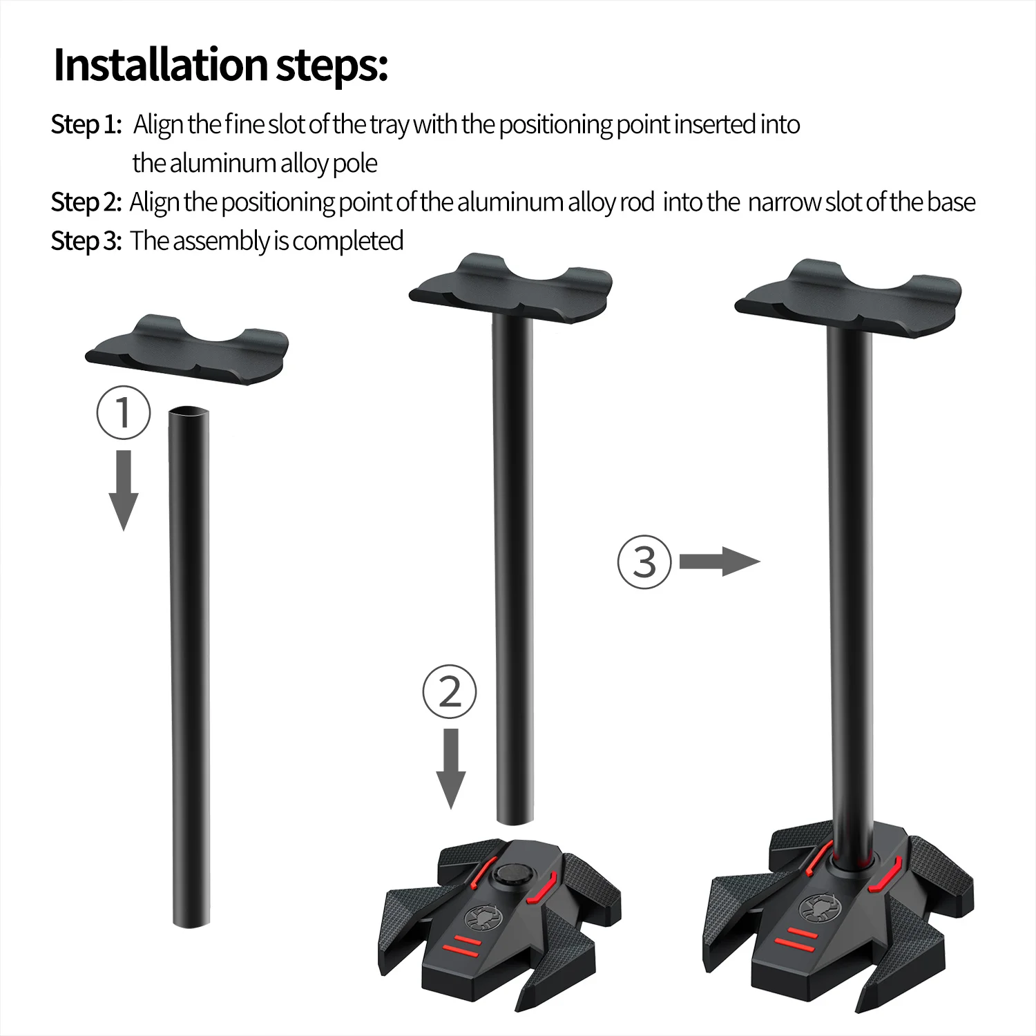 Headphone Stand Headset Holder Gaming Earphone Stand with Aluminum Supporting Bar Flexible Headrest ABS Solid Base