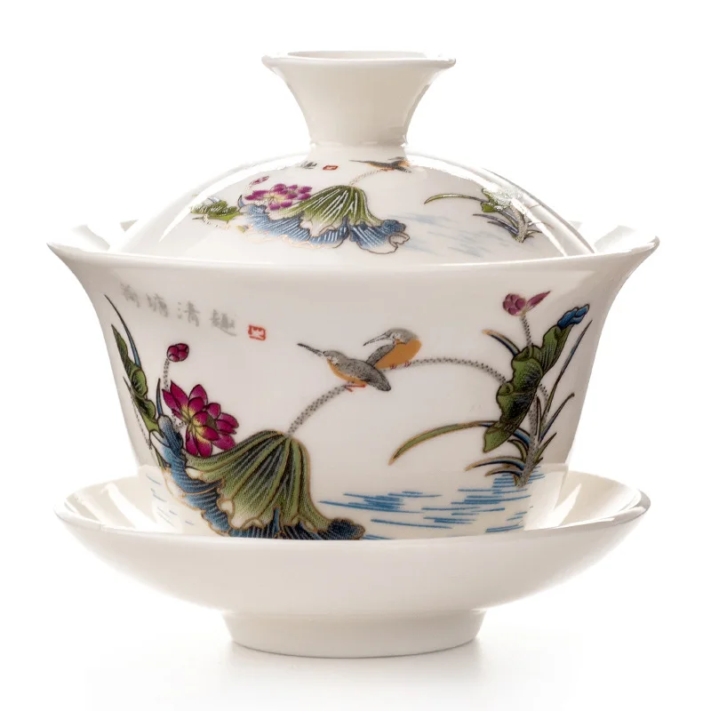 Керамическая керамика Gaiwan в китайском стиле с различными узорами набор из 6 чашек 110-120 мл