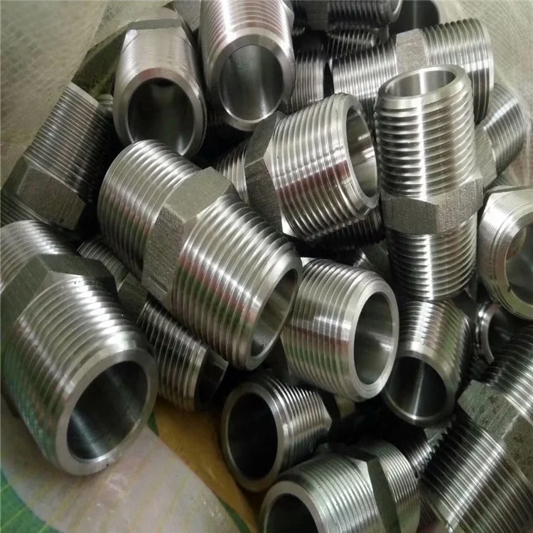 ASME B16.11 1/4 1/8 BSP 304 321 304L 316L forged Stainless Steel Hex Male Double Nipple Equal hexagon nipple Pipe Fitting