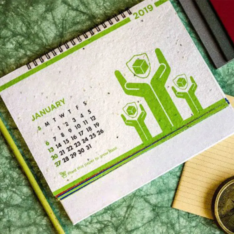 Hot sale seed paper products magic will sprout seed paper calendar with flower seed
