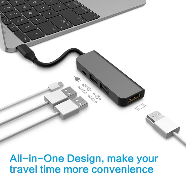  Быстрая доставка Алюминий 4 порта usb-концентратора типа C 4K USB-C концентратор в 1 5V Зарядный хаб для Тип телефоны ноутбук с ОС Windows и ноутбуками Macbook