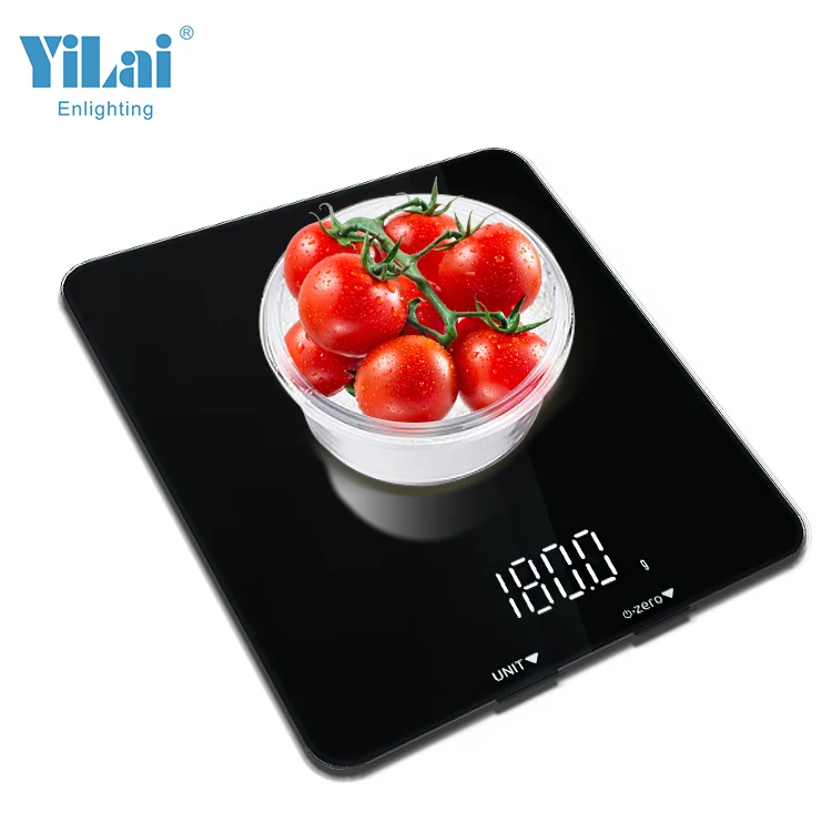 High Accuracy 5Kg Black Tempered Glass Electronic Digital Food Weighing Kitchen Scale